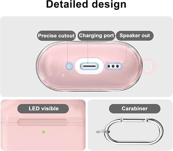 RFUNGUANGO AirPods 4 Case Clear, Soft TPU Transparent with Cleaning Kit & Keychain, Compatible with Magsafe, Compatible Apple AirPods 4 (2025) Generation Protective Case, Pink
