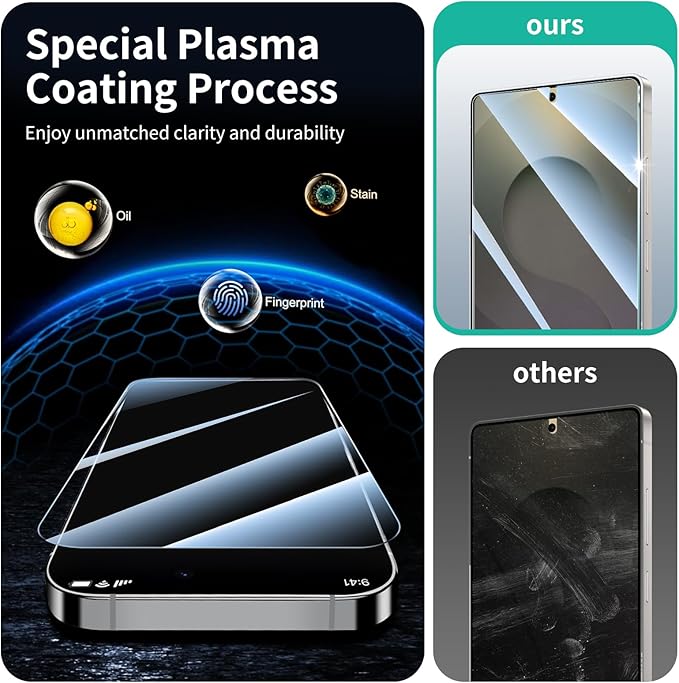 3*Screen Protector and 3*Camera Lens Protector for Samsung Galaxy S25 Ultra with a Installation Alignment Aid, Double Shatterproof HD Tempered Glass Film, [9H Hardness][Anti-Shatter][Anti-Scratch]
