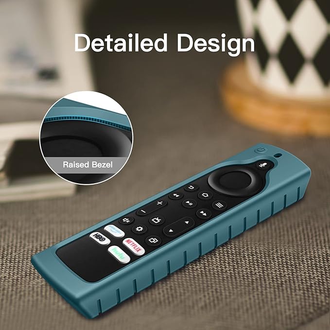 Fintie Silicone Case for Fire TV Stick 4K Max (2nd Gen)/Toshiba/Insignia/Pioneer/2-Series/4-Series/Omni Fire TV Remote - Anti Slip Shockproof Cover for Alexa Voice Remote Enhanced, Dark Cyan