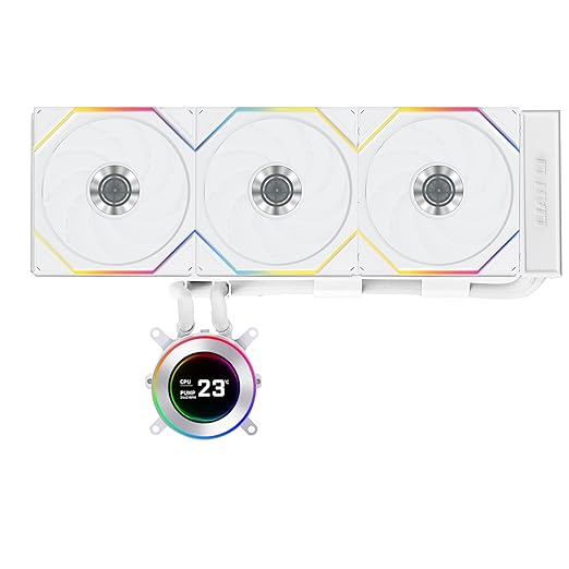 Lian Li Hydroshift II-C 360TL RGB Liquid CPU Cooler - 360mm AIO - 3X 120 RGB Fans - 2.1??IPS LCD Screen - 3 Control Mode - Flexible Tubes Clamp - LGA 1851/1700, AMD AM5/AM4 - White (HS2LCD36TW)