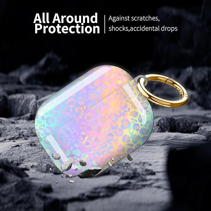 Compatible with AirPod Pro 3 (2025),Cute Case Cover for Women & Men, Full Protection Shockproof Hard Case with Keychain, Wireless Charging Case Accessories(Gradient Leopard Print)