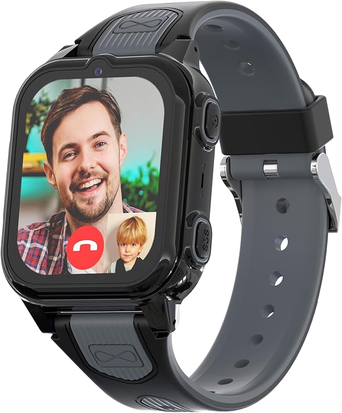 4G Kids Smart Watch Boys with GPS Tracker Video & Voice Calling Text, GPS Watch for Kids Age 5-12, SOS Chat Camera Pedometer Alarm Calculator Games Boys Gifts(Black)