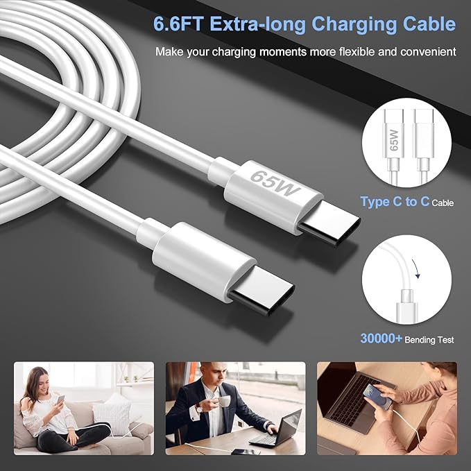45W USB C Fast GaN Charger for Google Pixel 10 Pro Fold/9 Pro XL/8 Pro/8/8a/7 Pro/7a/6/5/4 XL, Aymla 45 Watt Type C Adapter PD 3.0/PPS Wall Plug Charging Rapidly Block with 6.6 FT C to C Cable（White）