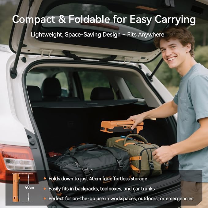 LED Work Light with Stand Foldable Tripod Lighting 1500LM Adjustable Stand for Construction, Outdoor, DIY Camping, Gift for Man Fathers Day, IP54 Waterproof, Rechargeable Battery with Type-C Charging