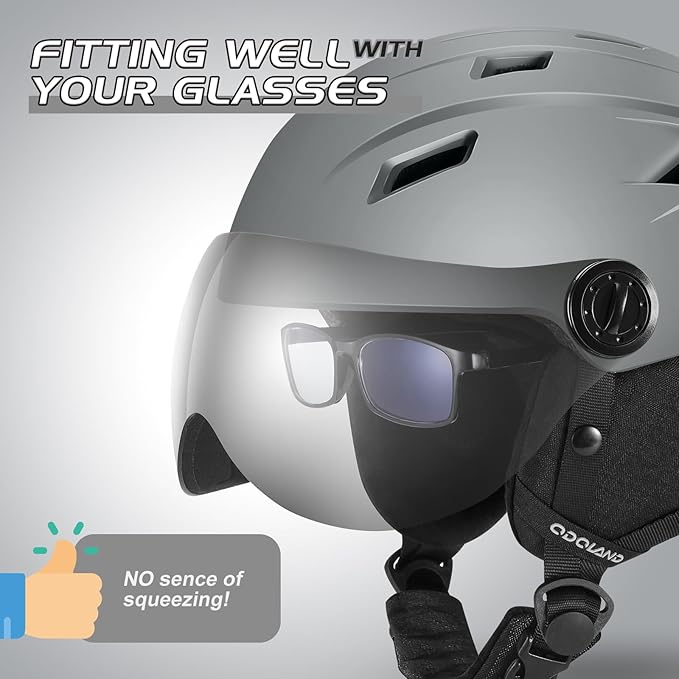 Odoland Ski Helmet with 2-in-1 Visor Goggles, Light Weight Snowboard Helmet for Men Women, Snow Sport Helmets for Skiing, Skating, Snowboarding