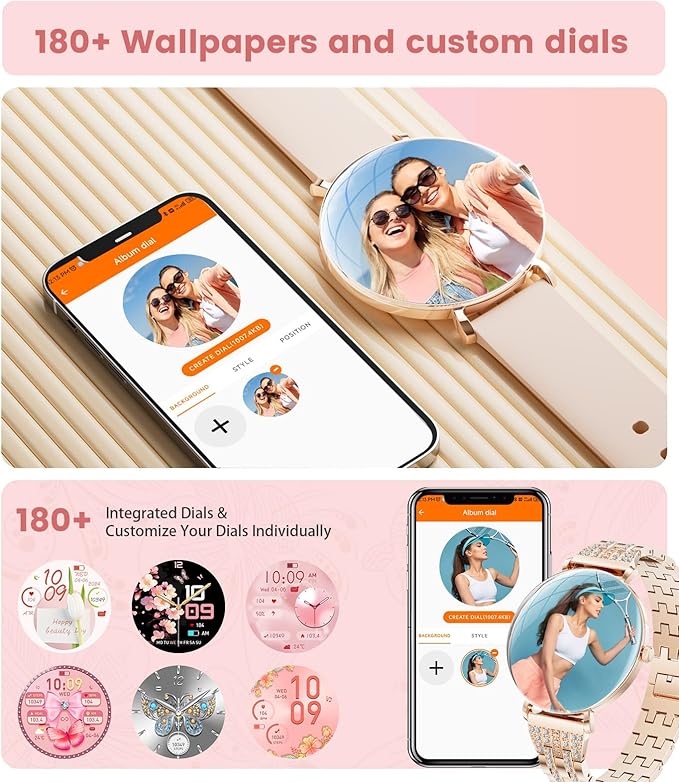 LIGE Ultra-Thin Smart Watch for Women(Answer/Make Calls),1.43" Always-on Display Smart Watch with Heart Rate,Clories Tracker 100+ Sports Modes, Women Smartwatch for Android iOS (2 Straps)