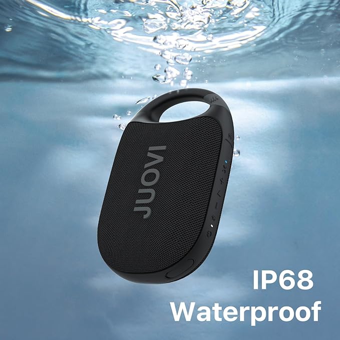 Clip Portable Bluetooth Speaker Wireless,Stereo Sound,24H Playtime,Loud Volume,Bluetooth 5.3 Connectivity,IP68 Waterproof,Built-in Carabiner,Speaker for Beach,Room,and Outdoor Travel (Black)