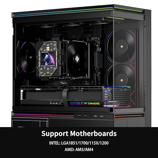 Thermalright Peerless Assassin 120 Vision Black CPU Cooler, PC Heatsink Cooler 6 Heat Pipes, 2.8’’ Magnetic Display Screen with 320x240 Resolution,for AM4/AM5,Intel LGA1700/1851/115x