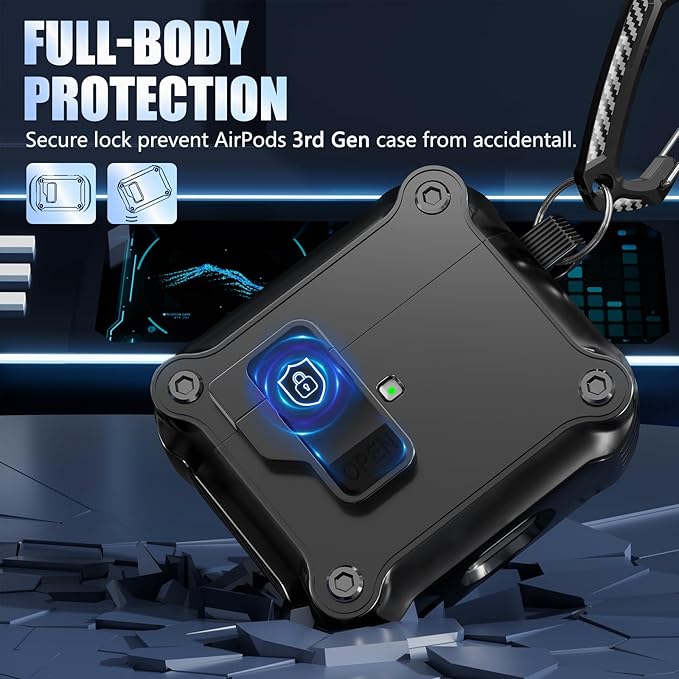 Compatible with AirPods 2 Case,Magnetic Automatic Lock with Phone Stand & Cleaning Kit,Compatible with Magsafe Cover -Sky Black