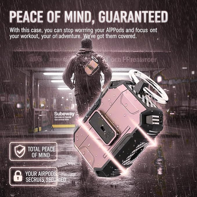 for AirPods Pro 3 Case, Secure Lock Magnetic Lid Cover with Keychain, Military Grade Shockproof Protective Case for Airpods Pro 3rd, Wireless Charging & Front LED Visible, Pink Black
