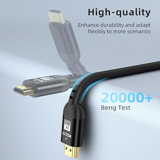 Diyanisly 8K HDMI Cable 10FT Ultra, High Speed HDMI 2.1 Cables Support 48Gbps 8K@60HZ 4K@120Hz, Ethernet Audio Video Return 3D ARC HDMI Cord for Xbox PS4/PS5 UHD RokuTV Monitor Laptop (Braided, Black)