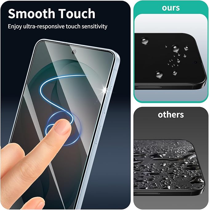 3+3+1-Pack, Privacy Screen Protector and Camera Lens Protector for Samsung Galaxy S26 with Installation Alignment Aid, Anti-Spy Tempered Glass Film, Dark Private Black Protection, Anti-Scratch