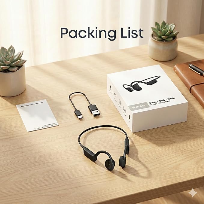 Bone Conduction Headphones, Wireless Bluetooth Open- Ear, Sport Headphones, Quick Charging, Long battery Life, Upgrade Sweat Proof, Earphone for Running, Cycling, Walking, Workout, Gift. Includes Case