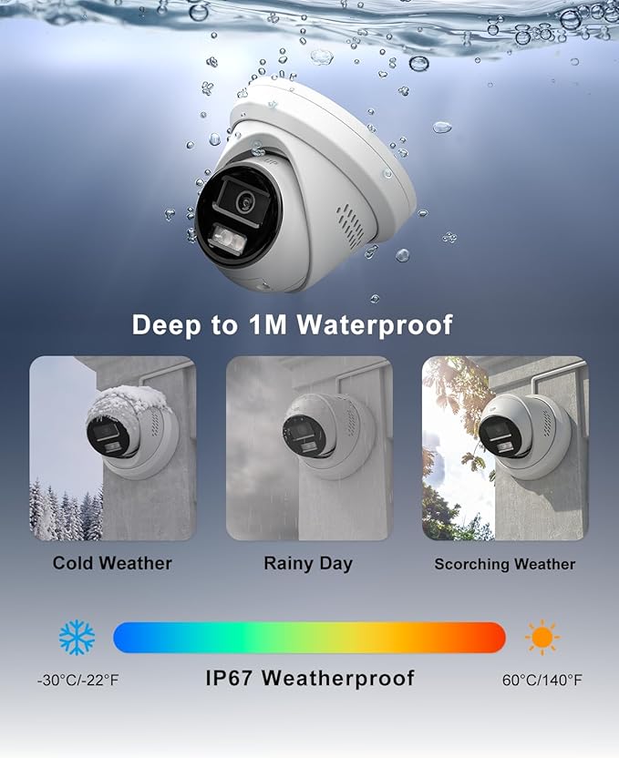 Anpviz 5MP PoE IP Camera, Strobe Red & Blue Light and Audio Alarm, Metal Turret Security Camera Outdoor, Two Way Audio, Smart Color Night Vision, Human Vehicle Detection, 2.8mm Lens, IP67 Waterproof