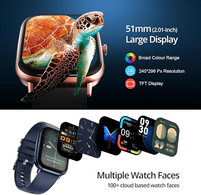 Fire-Boltt Ninja Call Pro Max 51.05mm (2.01 inch) HD Display Smart Watch, Bluetooth Calling, 120+ Sports Modes, Health Suite, Voice Assistance (Blue)