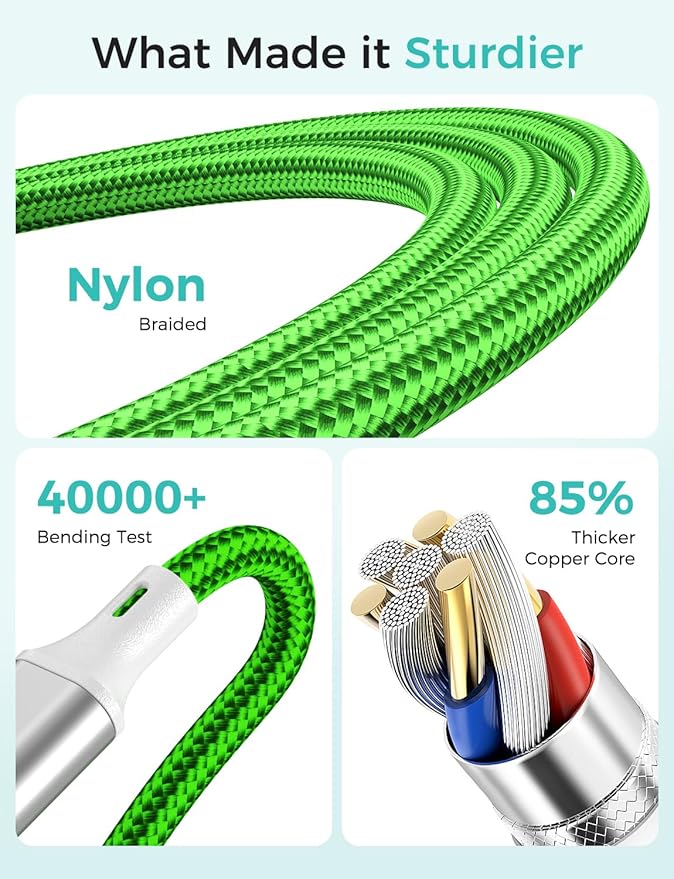 Travel Essentials,4 in 1 for Apple Watch Charger/iPhone Charger/Multi Charging Cable,Vacation RV Camping Essentials,USB C/L/Micro Portable Charger for iWatch 11-1/iPhone 17-12,Car&Gift-Green