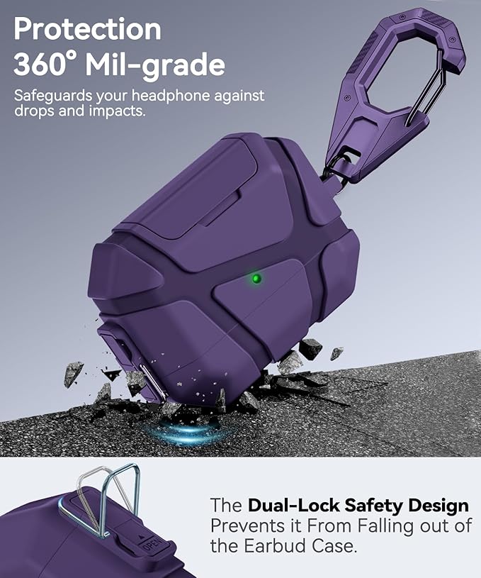 for AirPods Pro 3rd Case (2025 New),Secure Lock & Phone Stand Design Compatible with Airpods Pro 3 Generation Cover with Cleaner Kit-Purple