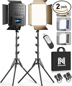 NiceVeedi 2-Pack Photography Lighting Kit, 36W Bi-Color Studio Lights 2700-6500K CRI 95+, Dimmable LED Video Light Kit with Remote Control & 72” Tripod Stand, Lighting for Video Recording/Photography