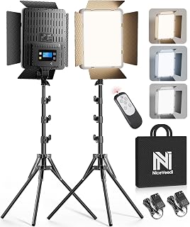 NiceVeedi 2-Pack Photography Lighting Kit, 36W Bi-Color Studio Lights 2700-6500K CRI 95+, Dimmable LED Video Light Kit with Remote Control & 72” Tripod Stand, Lighting for Video Recording/Photography - Image 1
