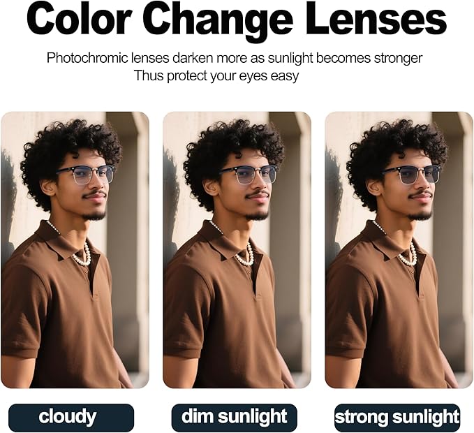 AI Smart Wireless Bluetooth Translation Glasses for Men/Women with Speakers/Bluetooth&140+ Languages Translation Sports/Travel/Drive/Busniess (E8+AI+Color Change Lenses+Silver)
