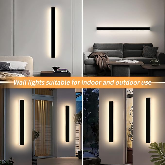 Mikeru 39inch Outdoor Wall Light Fixtures, 3000k Exterior Wall Sconces, Acrylic Invisible Exterior Wall Light for Porch Modern Outdoor Wall Mount Lighting for House Porch Patio Garage