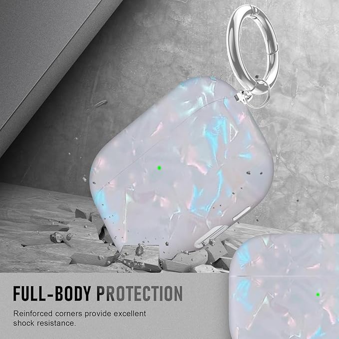 Compatible Airpods Pro 3 Case (2025),Design Shell Print Silicone Protective Cases for Apple AirPods Pro 3rd Generation Case,Airpod Pro 3 Cover with Keychain&Cleaner Kit for Women/Girls,White Shell