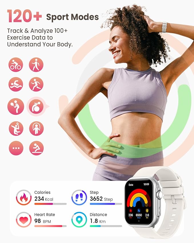 Smart Watches for Women for iPhone Android: 1.85" Smart Watch with 30 Days+ Battery Life Make/Recive Call Heart Rate SpO2 Sleep Monitor 120+ Sport IP68 Waterproof Fitness Tracker Reloj Pedometer