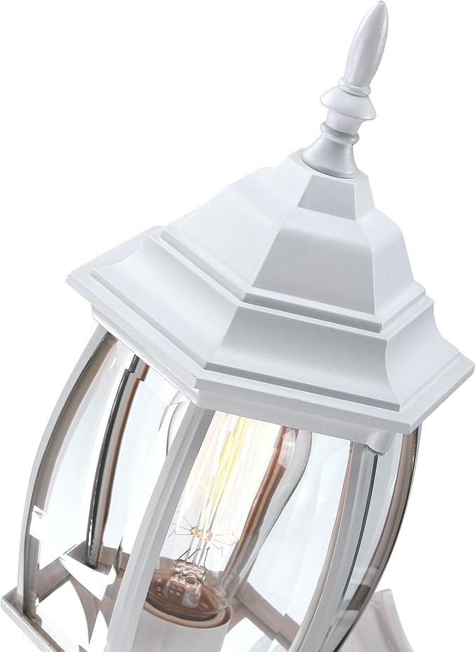 2 Pack 16.8in White Porch Lights Dusk to Dawn, Sensor Wall Sconce White Outdoor Light Fixture for House, Dusk to Dawn Exterior Wall Light for Porch Front Door Garage, E26