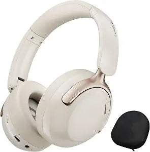 LORELEI QC30 Hybrid Active Noise Cancelling Headphones,Over-Ear Wireless Bluetooth,Beige Protein Leather, Active Noise Control & Transparency Mode,Deep Bass, Built-in Mic