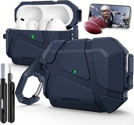 for AirPods Pro 3rd Case (2025 New),Secure Lock & Phone Stand Design Compatible with Airpods Pro 3 Generation Cover with Cleaner Kit-Blue