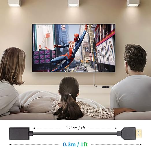 Duttek 8K Short HDMI Extension Cable-12inch/30cm, 48Gbps Short HDMI Cable (Extreme Slim/Thin), HDMI Male to Female Cable Supports 8K@60Hz Video for PCs, Laptops, TV, Xbox, PS5, PS4