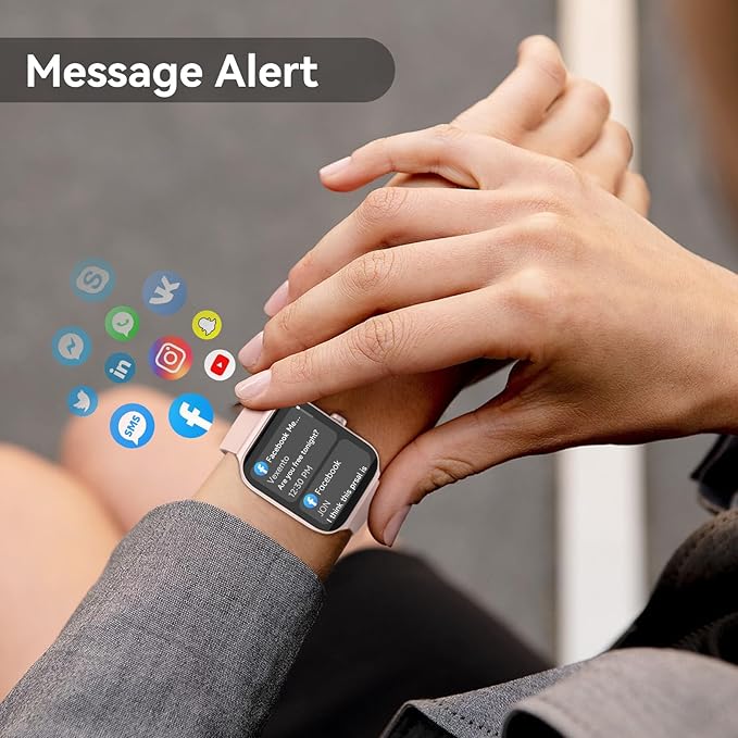 Smart Watch for Women Men, Smartwatch 1.83'' Alexa Built-in Fitness Tracker IP68 Waterproof Watch for Women Compatible for Android & iOS with Bluetooth Calls, IP68 Heart Rate/Sleep/SpO2 Monitor, 110+