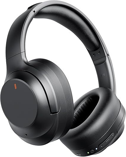Active Noise Cancelling Headphones, Upgraded Wireless Bluetooth Headphones Over Ear with ENC Mic, HiFi Stereo Deep Bass, Noise Canceling Headphones Lightweight, BT 5.4, for Travel/Office/Home, Black