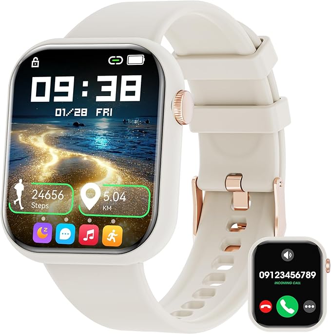 Hwagol Smart Watch (Answer/Make Call) 1.85inch Fitness Tracker, DIY Dials/Pedometer/Calories/Multiple Sport Modes/Voice Assistant, Smart Watches for Men Women Android iOS Phones