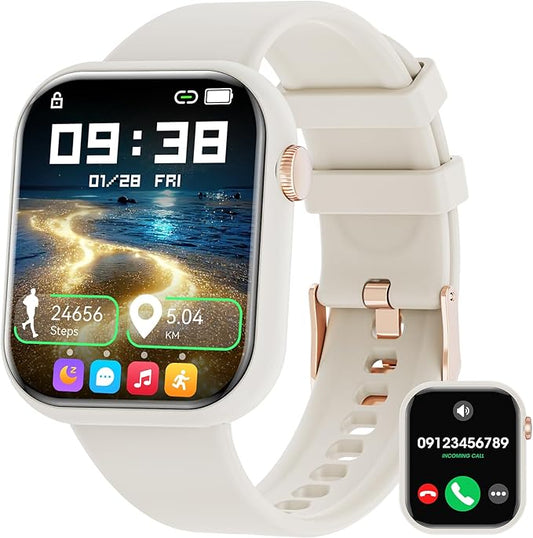 Hwagol Smart Watch (Answer/Make Call) 1.85inch Fitness Tracker, DIY Dials/Pedometer/Calories/Multiple Sport Modes/Voice Assistant, Smart Watches for Men Women Android iOS Phones