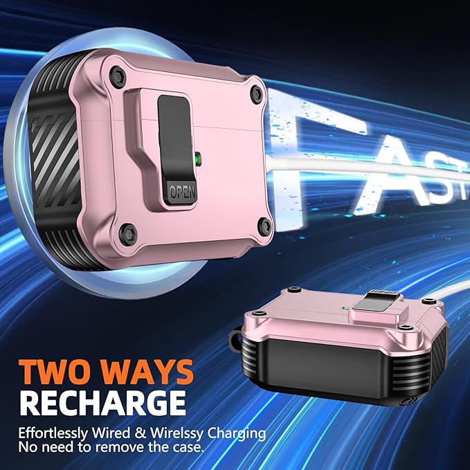 Compatible with AirPods Pro 2nd/1st Case,Magnetic Automatic Lock with Cleaning Kit,Compatible with Magsafe Cover -Pink