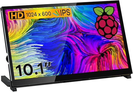 10.1" IPS LCD Capacitive Touch Screen HDMI Display Portable Monitor 1024X600 Built-in Dual Speakers for Raspberry Pi 5/4/3 Xbox PS4 Windows 7/8/10