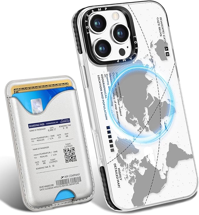 Toycamp for iPhone 16 Pro Max Case - Compatible with Magsafe Credit Card Holder Wallet Magnetic Cute Women Teen Girls Kawaii Girly Unique Black Design Phone Cover for Apple 16 Promax 6.7"