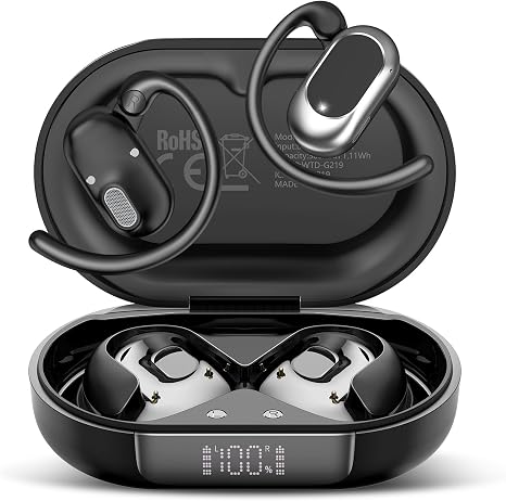 Open Ear Headphones, NEW Over Ear Earbuds with 4 ENC Noise-Canceling Mic