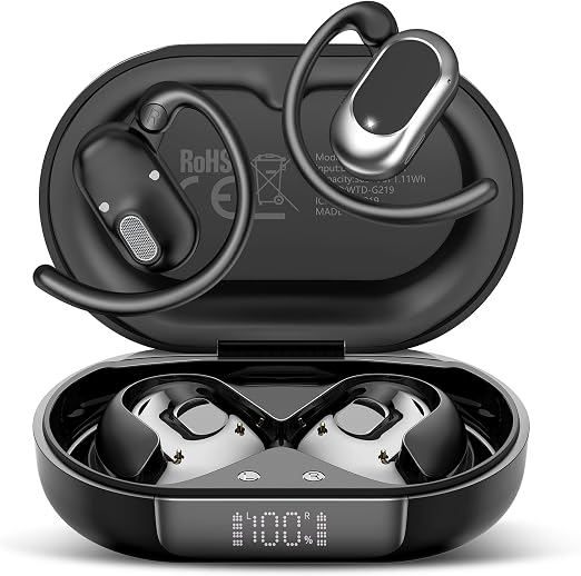 Open Ear Headphones, NEW Over Ear Earbuds with 4 ENC Noise-Canceling Mic