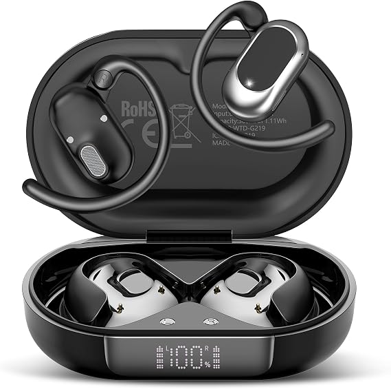 Open Ear Headphones, NEW Over Ear Earbuds with 4 ENC Noise-Canceling Mic