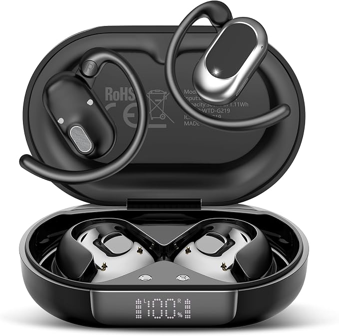 Open Ear Headphones, NEW Over Ear Earbuds with 4 ENC Noise-Canceling Mic