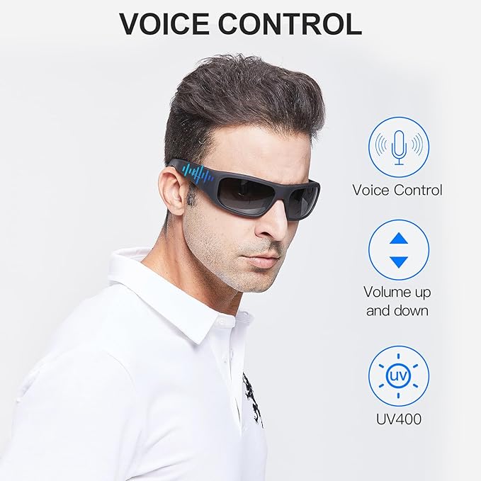 OhO sunshine, Polarized Sunglasses with Bluetooth Speaker, Open Ear Audio, Athletic/Outdoor UV Protection and Voice Control