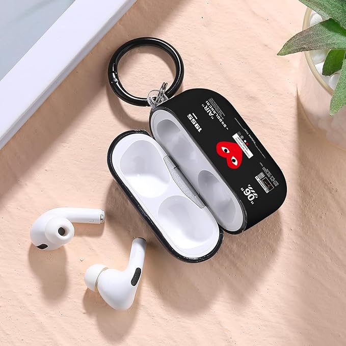 for Airpods Pro Case, Cute Cool Red Heart Pattern TPU Soft Cases for Airpods Pro Case 1st Gen, Shockproof for Airpods Pro 2019 Case Men Women with Cleaner Kit & Keychain