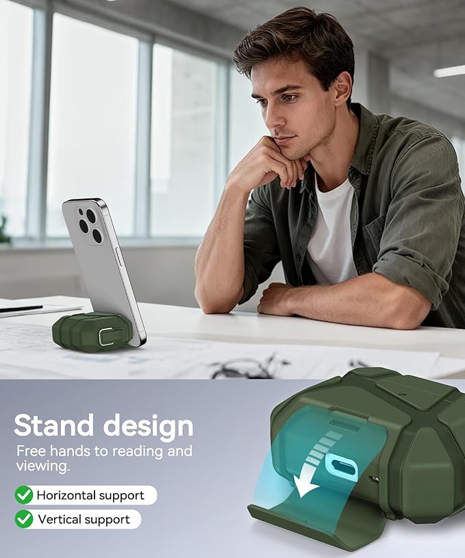 for AirPods Pro 3rd Case (2025 New),Secure Lock & Phone Stand Design Compatible with Airpods Pro 3 Generation Cover with Cleaner Kit-Green