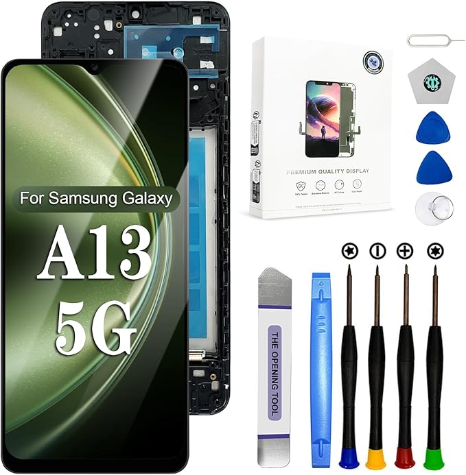 EFAITHFIX for Samsung Galaxy A13 5G Screen Replacement with Frame 6.5 Inch LCD Display Digitizer for Samsung A13 A136U S136DL A136A A136W Screen Replacement Kit Touch Screen Assembly with Repair Tools