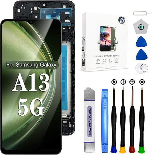 EFAITHFIX for Samsung Galaxy A13 5G Screen Replacement with Frame 6.5 Inch LCD Display Digitizer for Samsung A13 A136U S136DL A136A A136W Screen Replacement Kit Touch Screen Assembly with Repair Tools