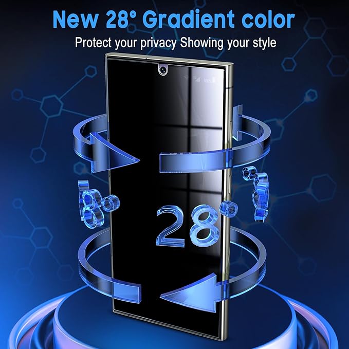 Uyiton UnBreak-Glass for Samsung Galaxy S24 Ultra Privacy Screen Protector, [Ultrasonic Fingerprint Support][Auto-Alignment Frame] Scratch-Resistant Bubble-Free S24 Ultra Tempered Glass Screen-2 Pack