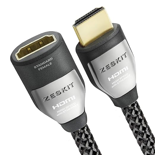 Zeskit Cinema Plus 4K 6.5ft Male to Female High Speed HDMI Extension Cable 22.28Gbps Compatible with 4K 60Hz Dolby Vision HDR ARC HDCP 2.2 Roku Fire TV Stick Xbox PS4 Pro Apple TV LG Sony Samsung