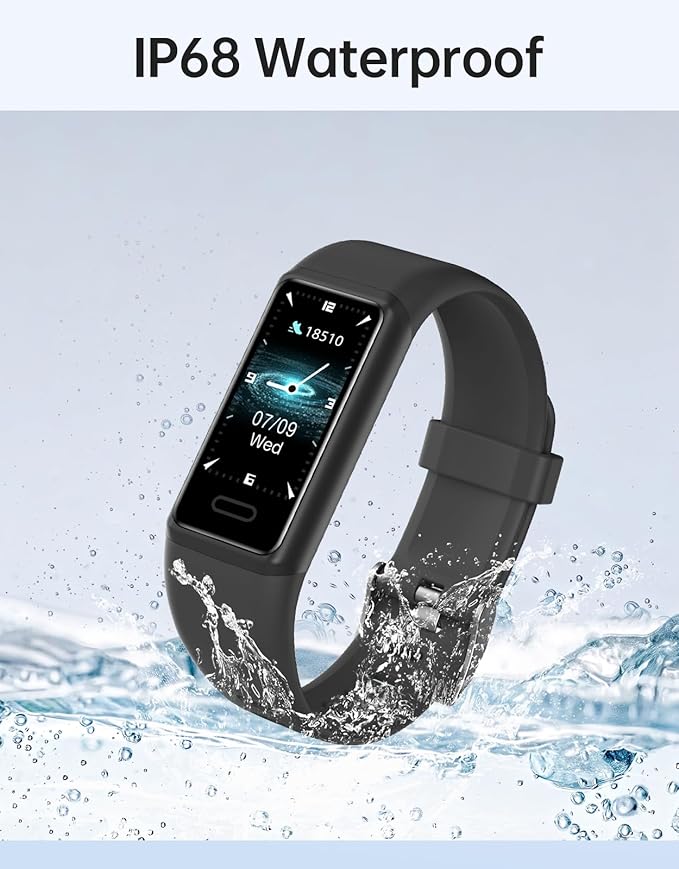 Fitness Tracker Watch, Activity Monitor with Heart Rate, Sleep Tracking, Calorie Counter, IP68 Waterproof, Pedometer